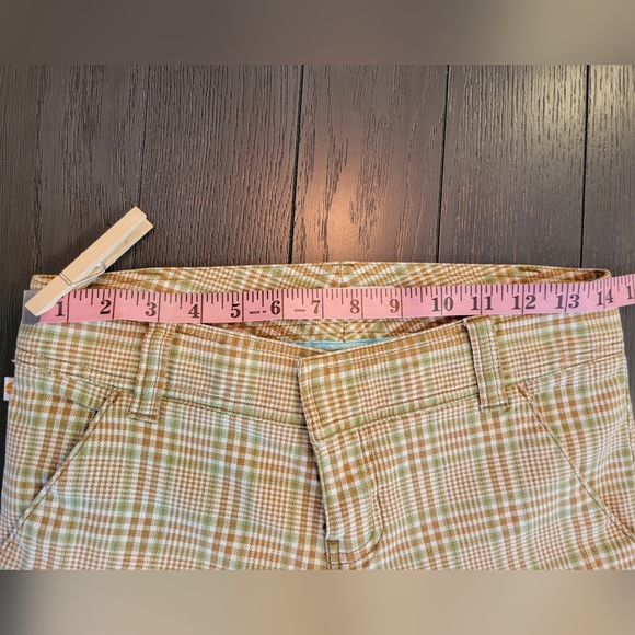 HOLLISTER Wide Leg Stretch Plaid Pants Cuffed Hem SZ 3 - Picture 12 of 13